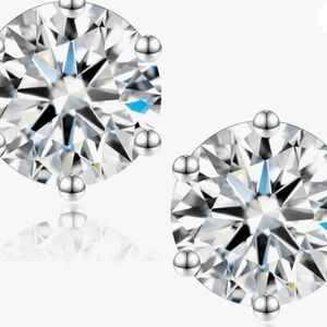 Moissanite Stud Earrings in White Gold over 925 Silver 1 CTW NWT